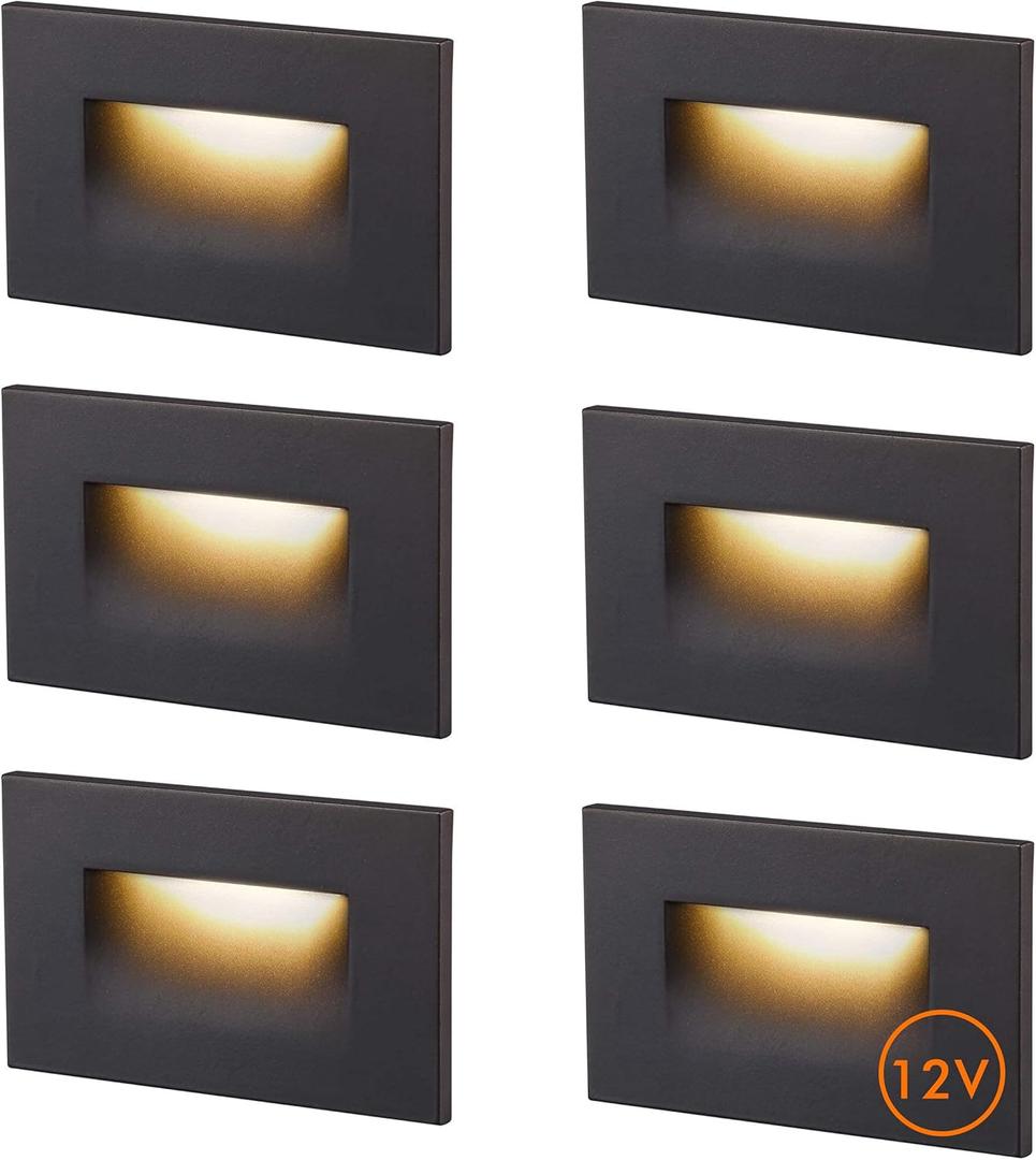 CLOUDY BAY 12V Low Voltage 3 Color Indoor and Outdoor LED Step Light, 3000K/4000K/5000K Deck Lights, Stair Light, Oil Rubbed Bronze, Wet Location (Low Voltage Transformer is Required)