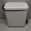 Homie Soft Close, Slim Trash Can 3.2 Gallon with Anti  Bag Slip Liner and Lid, Use as Mini Garbage Basket, Slim Dust Bin, or Decor in Bathroom, Restroom, Kitchen, or Bedroom (Shiny White)