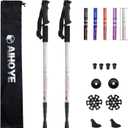 Aihoye Hiking Trekking Poles, 2 Pack Collapsible, Lightweight, Anti Shock, Hiking or Walking Sticks, Adjustable Hiking Pole for Men and Women, with 10 Replacement Tips (Silver)