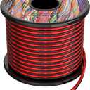 22 awg Silicone Electrical Wire 2 Conductor Parallel Wire line 200ft [Black 100ft Red 100ft] 22 Gauge Soft and Flexible Hook Up Oxygen Free Stranded Tinned Copper Wire