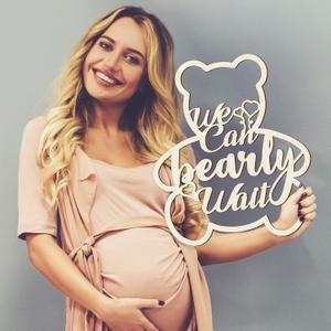 We Can Bearly Wait Baby Shower Decorations Teddy Bear Sign Hanging Baby Sign We Can Bearly Wait Gender Reveal Door Hanging Photo Props for Boy Girl Birthday Party(Wooden,Bear Shape)