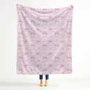 Pink Bow Floral Blanket,Grandmillennial Pink Bow Floral Throw Blanket for Home Bedroom Room Couch Bed Decor, 50x60 Inches (Color 02)