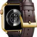 BINLUN Compatible with Apple Watch Band 42mm 44mm 45mm 46mm 49mm Oil Wax Leather and Silicone Hybrid Replacement Strap Fit for iWatch Ultra Ultra2 SE SE2 Series 11/10/9/8/7/6/5/4/3/2/1(Brown)