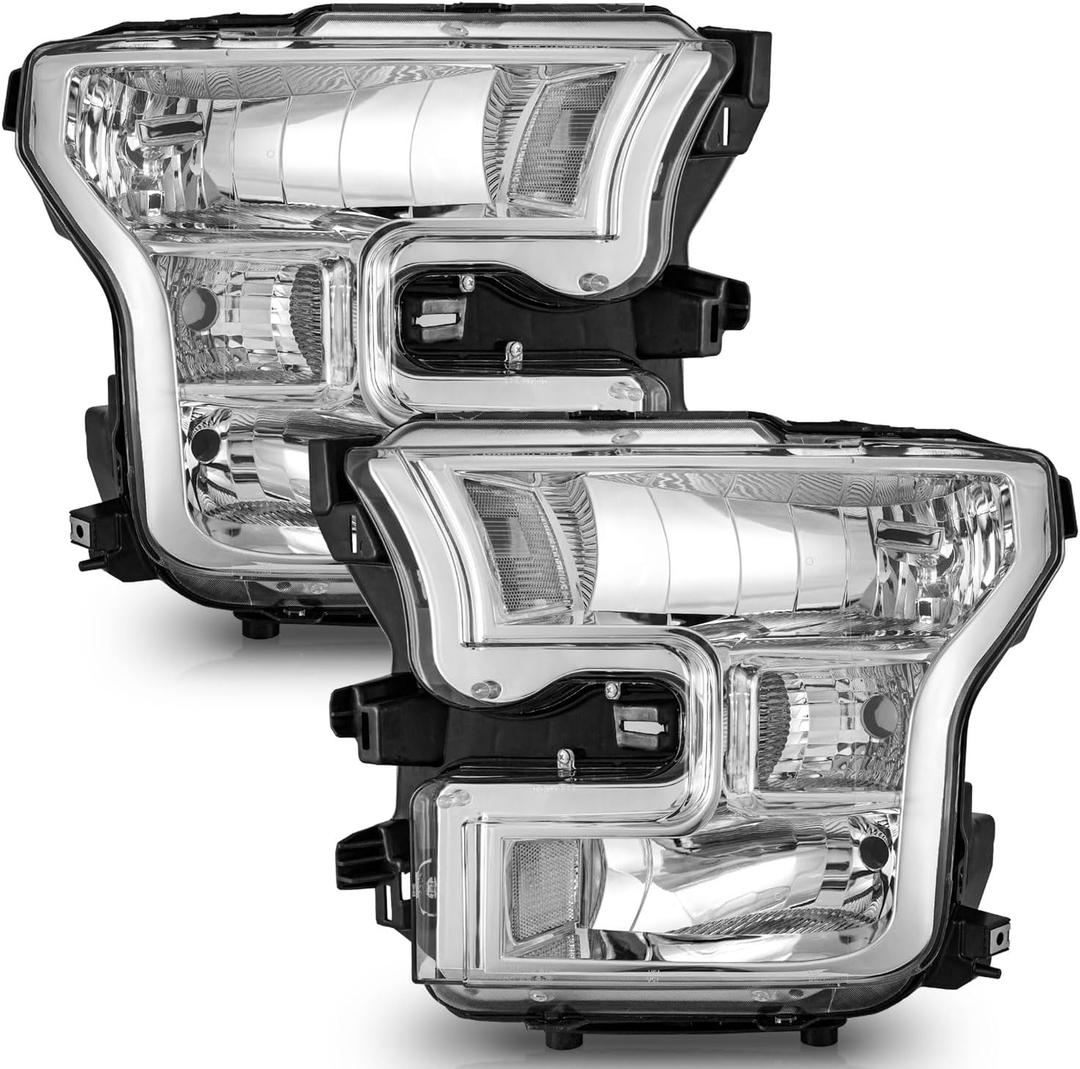 WEELMOTO Headlights for 2015 2016 2017 Ford F150 (NOT FOR factory LED or HID headlights), Compatible with 15 16 17 Ford F150 Headlight Assembly Pair L+R