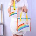 2 x Iridescent Tote Bag PVC Handbag Waterproof Beach Bag Reusable Clear Bags for Shopping Vacation Travel Pool (Large Size)