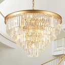 A AXILIXI Large Crystal Chandeliers 30 Modern Gold Round Chandeliers for High Ceiling K9 5-Tier Large Ceiling Chandelier Light Fixtures Luxury Chandelier for Staircase Foyer Living Room