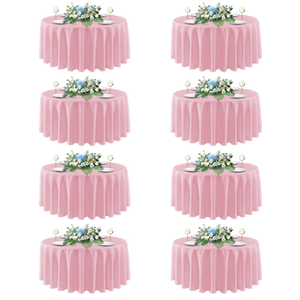 sancua Round tablecloth 90 Inch Diameter, 8 Pack - Circle Polyester Fabric Table cloth for Wedding Christmas Party Reception Banquet Birthday, Washable Formal Table Cover (Fit 30-72 Inch Tables), Pink