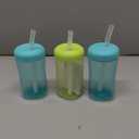 The First Years Squeeze & Sip Toddler Straw Cups - Squeezable Transition Sippy Cup with Silicone Straw - Toddler Feeding Supplies - 7 Oz - 3 Count - Ages 6 Months and Up (Green/Teal)