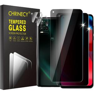 [4 Pack] 2Pack Privacy Screen Protector Compatible for Motorola Moto G Stylus 5G (2021) with 2Pack Camera Lens Protector, 9H Hardness,Anti Spy Anti Peeping Tempered Glass Screen Protector