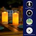 Solar Candles Outdoor Waterproof 2 Pack, 3"x6" Solar Powered Rechargeable Flameless Candles for Lantern, Auto On/Off Flickering Glow Dusk to Dawn, Outdoor Solar Lights for Garden & Patio