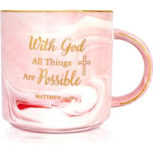 Christian Gifts for Women  With God All Things Are Possible Scripture Mug  Inspirational Bible Verse Coffee Cup, Spiritual Gift for Women, Christmas & Birthday