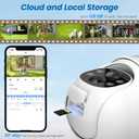 2K Cameras for Home Security-2.4G WiFi Outdoor Camera Wireless Solar/Battery Powered with solar panel, 360 Viewing, AI Human Detection, Color Night Vision, with SD Storage, Works with Alexa(2 Pack)