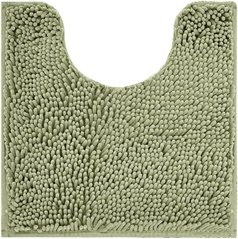 Reyox Chenille Bath Mat, Toilet Rugs U Shaped, Soft Plush Bath Bathroom Rug, Absorbent Shaggy Bathroom Contour Rug Sage Green 19.7"x15.7"
