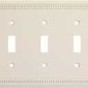 Henne Bery Sunken Pearls Heavy Duty Decorative Wall Plate Switch Plate Outlet Cover, Durable Solid Zinc Alloy (Triple Toggle, Light Almond)
