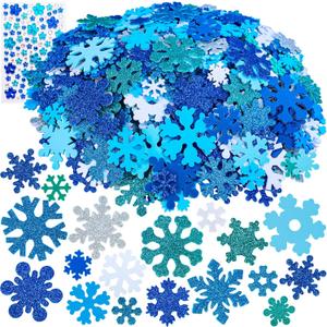 Winlyn 525 Pack Holiday Kids Crafts Winter Christmas Snowflake Crafts Foam Stickers Set Self-Adhesive Glitter Snowflake Stickers Arts and Crafts for Kids Party Favors Classroom Activities Art Projects