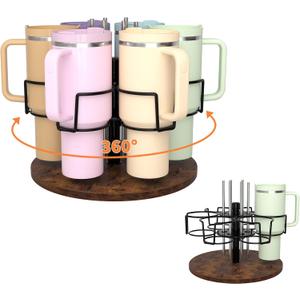 Water Bottle Organizer Holder Compatible for Stanley 40 & 30oz Cup and Straw,Rotatable Stanley Cup Organizer Holder,Water Bottle Rack,Kitchen Organizers and Storage for Stanley Cup Accessories (black)