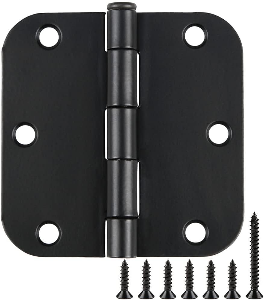 Rounded Door Hinges 3-1/2" x 3.5 inch, 5/8 Radius, Matte Black 3  Inch 18 Pack No Squeak,Hinges for Doors Office Bed Room,Outdoor Window,Constructition Hardware,Pet House Shelter,RV,Garage,Shed