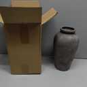 Large Rustic Terracotta Vase, 11 inch Tall Ceramic Flower Vase, Clay Farmhouse Decorative Vases for Flowers, Living Room, Shelf, Entryway, Home Decor, Grey