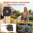 NEOTEC Retractable Garden Hose Reel 100 ft 1/2 Inch with 3-Layer PVC Hose Wall Mount Automatic Slow Return Any-Length Lock 180 Swivel Hose Reel for Large Yard
