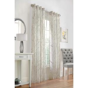 Lunette Printed Faux Linen Grommet Curtain Panel 52" x 95" in Taupe