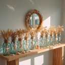 SiliFine Set of 12 Coastal Glass Vases Starfish Shell Crafts Decor Beach Flowers Vases with Boho Rope Small Nautical Sea Glass Jar Coastal Table Centerpieces for Holiday Wedding Home Decorations