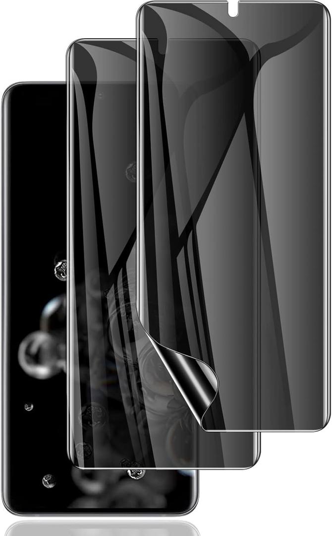 LYWHL 2 Pack for Samsung Galaxy S20 Ultra Privacy Screen Protector, [Support Fingerprint ID] Anti-Spy Full Adhesive Flexible Film for Galaxy S20 Ultra 6.9" - Black
