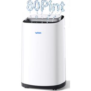 80 Pints Dehumidifier for Basement up to 5,000 Sq. Ft, Smart App Control & Intelligent Humidistat, 50 Pint (2023 DOE Standard) with Drain Hose, Ultra Quiet & Energy Efficient for Home, Garage