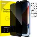 JETech Privacy Full Coverage Screen Protector for iPhone 14 Plus 6.7-Inch with Camera Lens Protector, Anti-Spy Tempered Glass Film, 2-Pack Each
