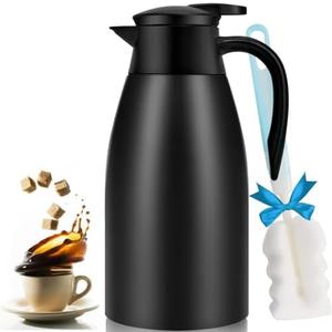 Coffee Carafe Airpot Insulated Coffee Thermos Urn Stainless Steel Vacuum Thermal Pot Flask Dispenser, Coffee Carafes for Keeping Hot Water, Tea, Beverage - Keep 12 Hours Hot, 24 Hours Cold-Black