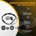 Belt Tensioner and Idler Pulley V-Ribbed Belt Kit Compatible with Forte 10-13 Optima 11-16 Santa Fe 10-12 Sonata 11-14 Tucson 11-13 2.0L 2.4L 2010-2016 2528125000 252122G760