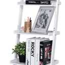 Ladder Shelf 5-Tier Bookshelf – Storage Rack Shelves Wall Leaning Shelf,White Freestanding Plant Flower Stand, Corner Display Bookcase, 13.78d X 16.92w X 65.74h in