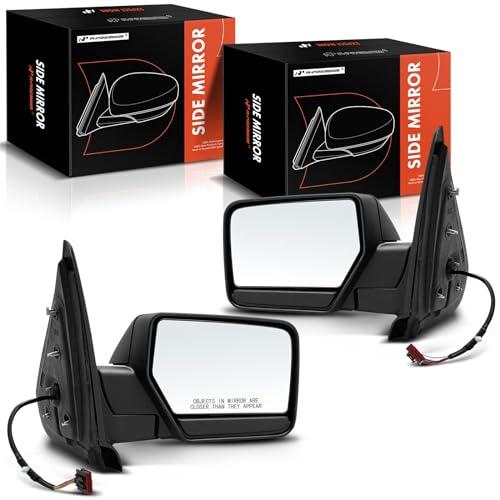 A-Premium Pair (2) Driver and Passenger Side Power Door Mirror - Compatible with Ford Expedition 2007-2014 - Non-Heated Manual Folding Black Outside Rear View Mirror w/Puddle Light