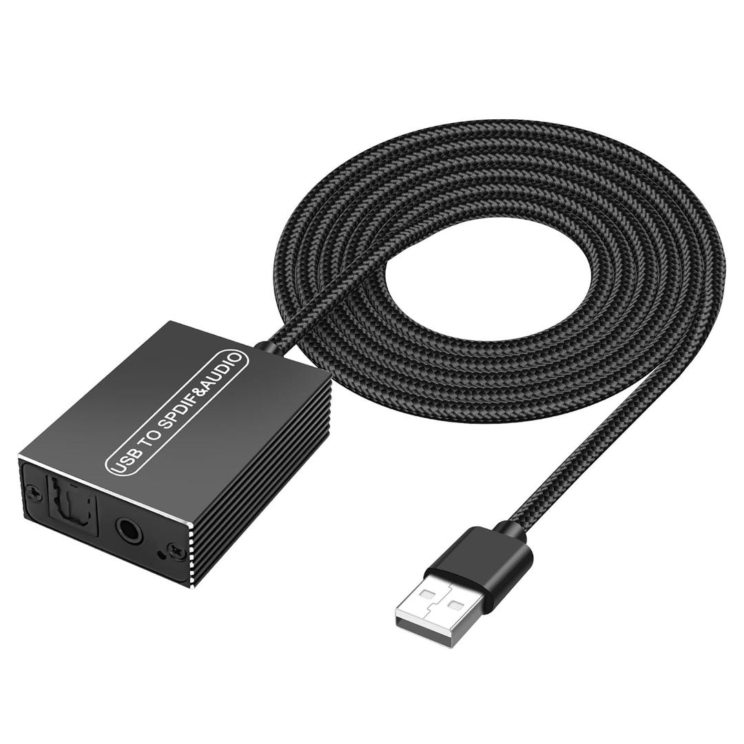 XMSJSIY USB to Optical SPDIF Toslink & 3.5mm Jack Audio Adapter Converter for TV, PS5, PS4, PC, Laptop,Smartphone to Sound Box Amplifier -1.2M/ 3.9FT 1 PCS