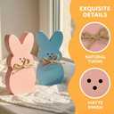 Easter Bunny Decorations,6 Pcs Big Size Pre-Tied Easter Wooden Bunnies Dcor 5.9" x 3.2" Spring Rabbit Peeps Bunny Decor for Home Table Office Tray Easter Basket Gifts Stuff Party Supplies