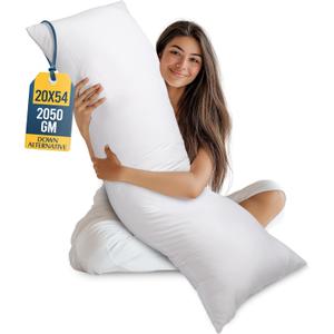Full Body Pillow for Adults (White, 20 x 54 Inch), Long Pillow Insert for Sleeping, Ideal for Side Sleepers