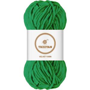 2 x Soft Chenille Yarn Velvet Yarn Blanket Yarn for Knitting Fancy Yarn for Crochet Weaving DIY Bulky Weaving Crafts Making Blankets, Clothes, 3.5 Oz/Skein (1 skeins, Grass)