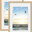 16x24 Picture Frame Set of 2, Wood Frame with Real Glass, Wide Border, 16X24 in