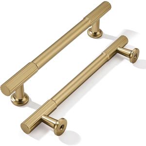 khtumeware 5 Inch Hole Center 5 Pack Champagne Bronze Heavy Duty Solid Satin Brass Cabinet Pulls, Kitchen Drawer Handles, for Dresser cabinets, cabinets