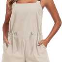Womens Short Overalls Adjustable Strap Drawstring Waist Sleeveless Shorts Jumpsuits Summer Beach Vacation Jumpers (XXL)