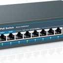 YuanLey 8 Port Gigabit PoE Switch with 2 Gigabit Uplink, 8 PoE+ Port 1000Mbps, 1 SFP Port, 120W 802.3af/at, Metal, Qos, Unmanaged Plug and Play AI Smart Detection Ethernet Switch