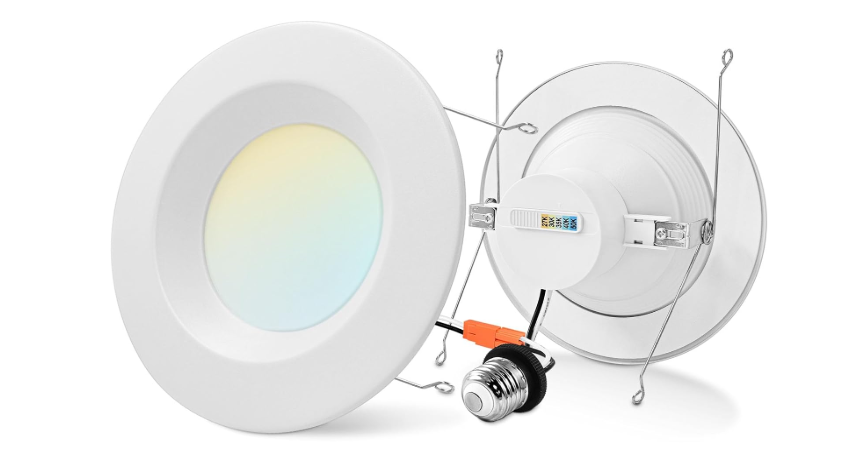 LUXRITE 6 Inch Ultra Thin LED Recessed Lighting, 14W, 5 Color Selectable 2700K | 3000K | 3500K | 4000K | 5000K, CRI 90, 1150 Lumens, Dimmable LED Wafer Lights, Wet Rated, UL Listed, Baffle Trim