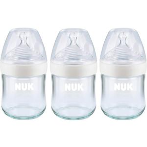 NUK Simply Natural Glass Baby Bottles, 4 oz, 3 Pack