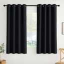 NICETOWN Blackout Curtains 63 inches Long Easy Care Grommet Drapes, Thermal Blackout Shades for Bedroom, Kids Room, Patio, Window, Laundry - Machine Washable, 2 Panels, W52 x L63, Black