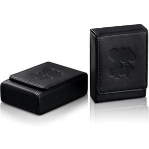 Dingion 2 Pcs Single Deck Leather Playing Card Case Holder Black Playing Card Box Protector Poker Case Fits Bridge and Poker Size