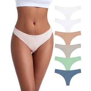 Jo & Bette Cotton Thongs for Women - 6 or 12 Pack Panties - Thongs Underwear Women Breathable No show Seamless (Medium, 6pk Pastels, Blue Set)