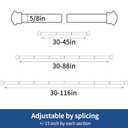 Curtain Rods 2 Pack 5/8 inch Curtain Rods for Windows 30 to 45 Inch with Brackets Easy to Install for Bedroom Living room Kitchen,White