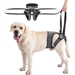 LIANZIMAU Dog Sling for Large Dogs Adjustable Hind Leg Support Lift Harness Senior Canine Mobility Aid Carrier for Back Legs Walking Rehabilitation (Grey)