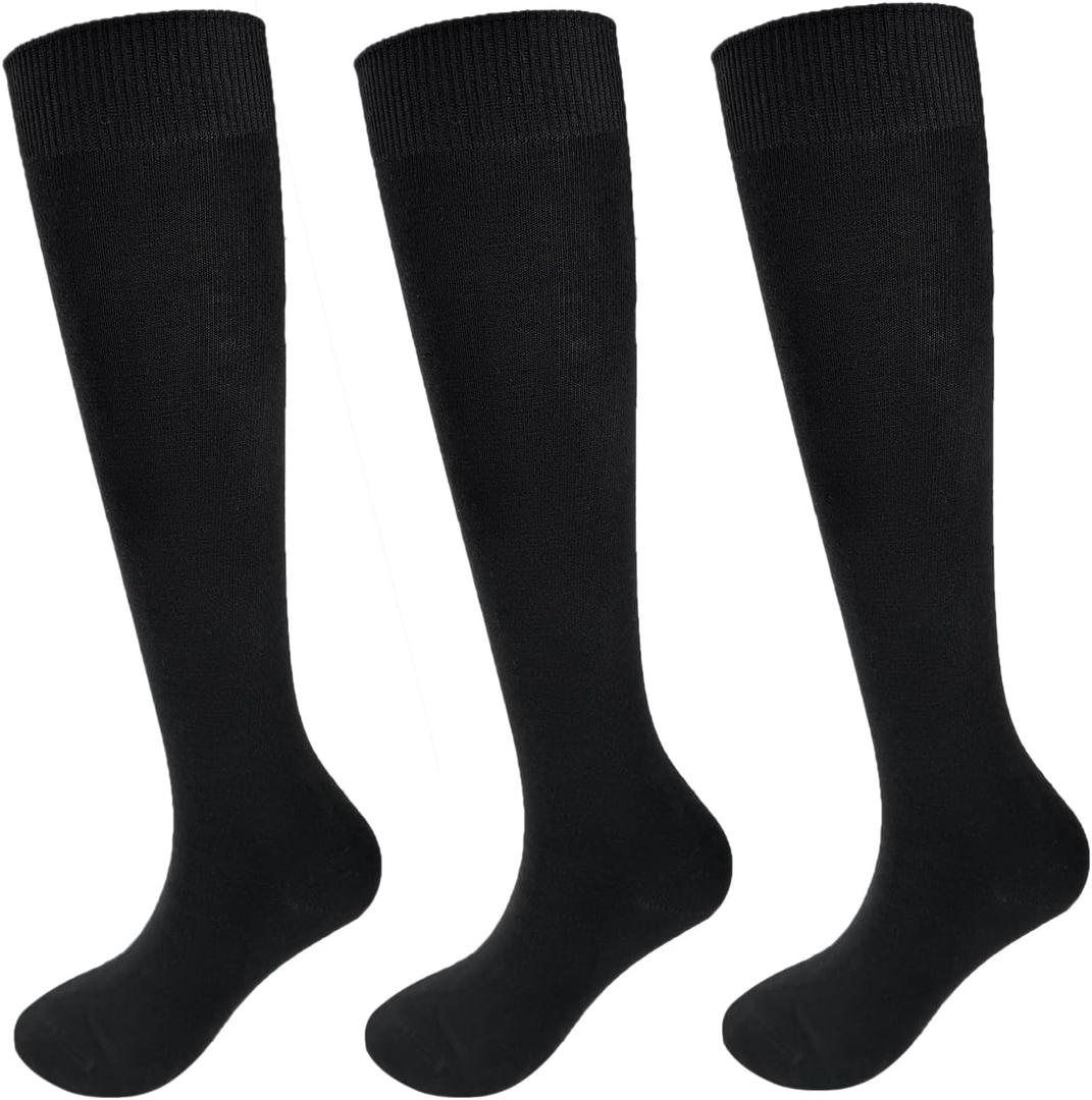 3 Pairs Women's Cotton Knee High Socks (Gray)