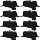 Fitable 8 Pack Rectangle Tablecloths: Stain Resistant Wrinkle Free Circle Table Clothes, Washable Reusable Polyester Table Covers for Wedding Party Birthday Banquet Reception(Black, 90x132 Inch)