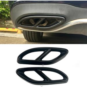 Black Aluminum alloy Car Exterior Exhaust Pipe Mufflers Cover Rear Bumper Cylinder Exhaust Pipe Cover Decorate for Mercedes-Benz A B C E CLA GLC GLE GLS Class W205 W213 X253